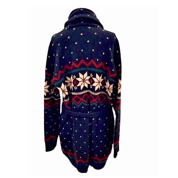 RALPH LAUREN Navy Blue Shawl Collar Belted Cardigan Sweater - Picture 2 of 16